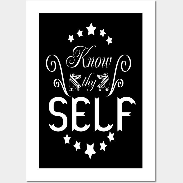 Know ThySelf White Lettering Egyptian Theme Wall Art by Glass Table Designs